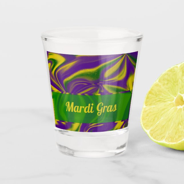 Mardi Gras Wirbel Schnapsglas (Vorderseite)