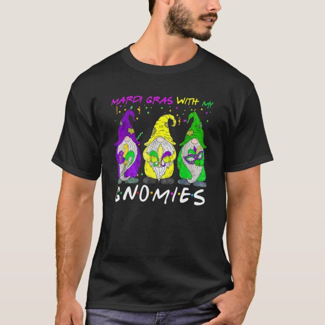 Mardi Gras With My Gnomies Three Gnome Costume Gif T-Shirt (Vorderseite)
