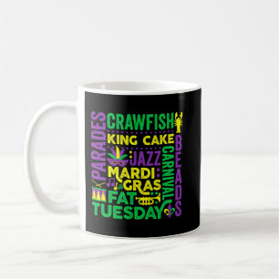 Mardi Gras Word Mashup Parade Fett Dienstag Karnev Kaffeetasse