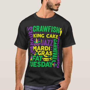 Mardi Gras Word Mashup Parade Fett Dienstag Karnev T-Shirt