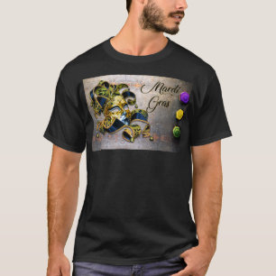 Mardi Gras Worte, SlipperyJoe, Masquerade Maske, i T-Shirt