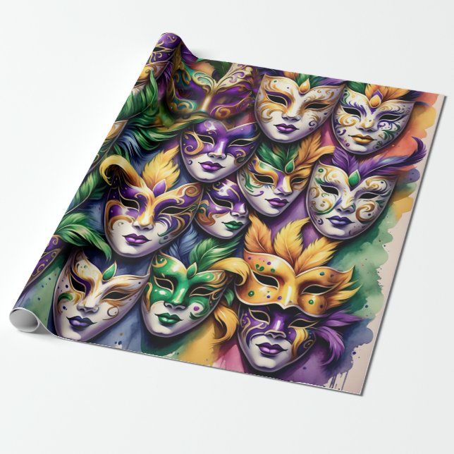 Mardi Gras Wrapping Paper Geschenkpapier (Ungerollt)