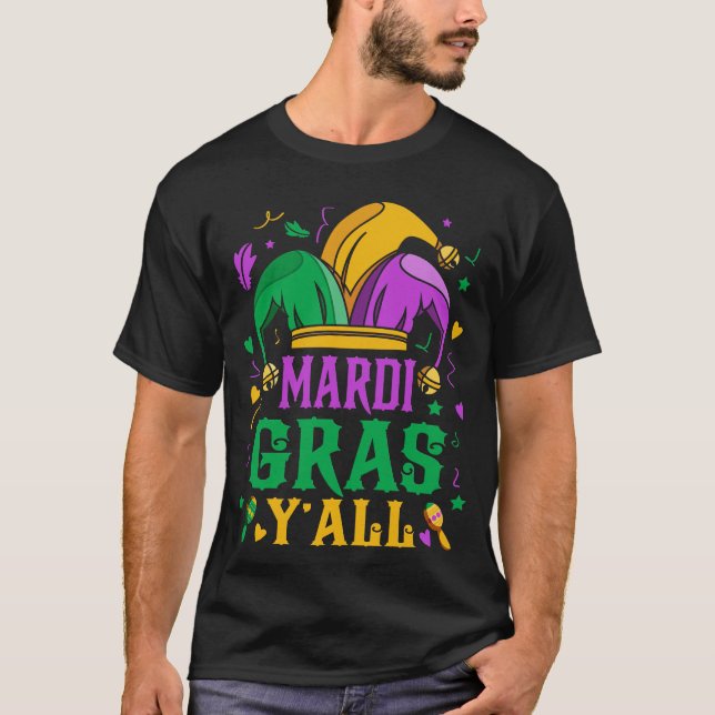 Mardi Gras Y’all Jester Hat Carnival Party T-Shirt (Vorderseite)