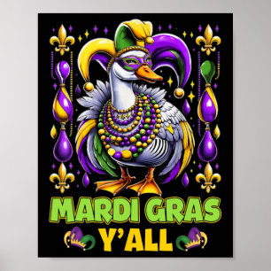 Mardi Gras Y'all Duck Fleur-de-lis Parade Poster