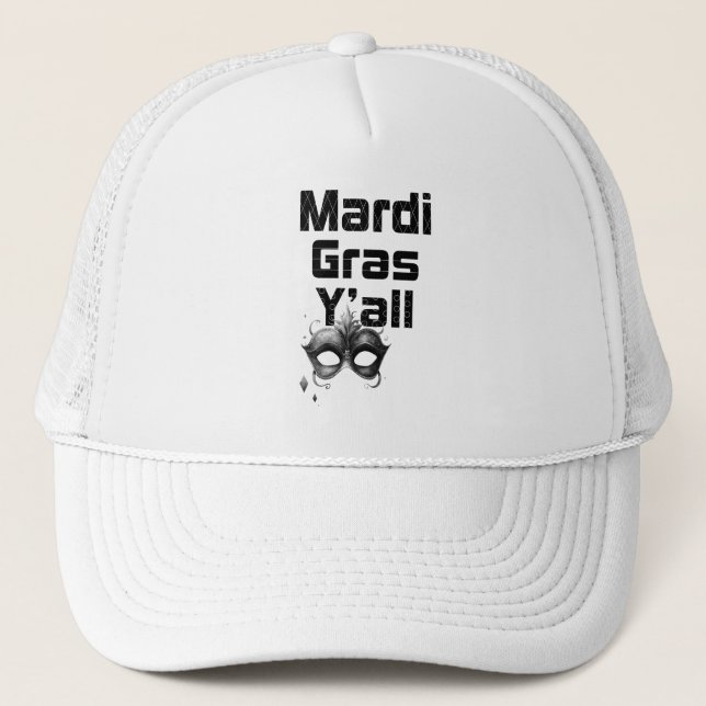 Mardi Gras Y'all Trucker Hat Truckerkappe (Vorderseite)