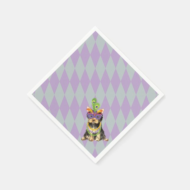 Mardi Gras Yorkie Serviette (Ecke)
