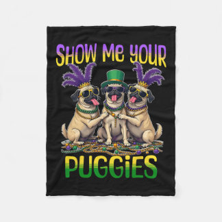 Mardi Gras Zeigen Sie mir Ihren Mops Mardi Gras Fleecedecke