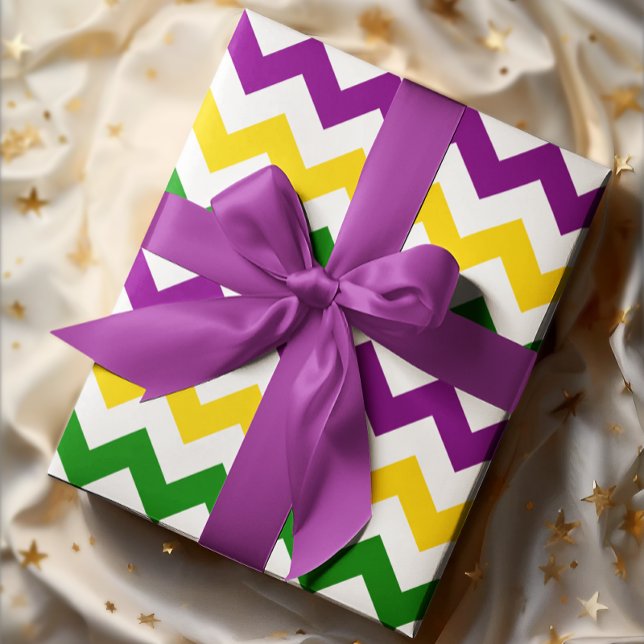 Mardi Gras Zickzack Muster Geschenkpapier (Mardi Gras Chevron Pattern Wrapping Paper)