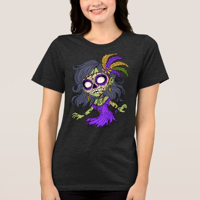 Mardi Gras Zombie Tri-Blend Shirt (Vorderseite)