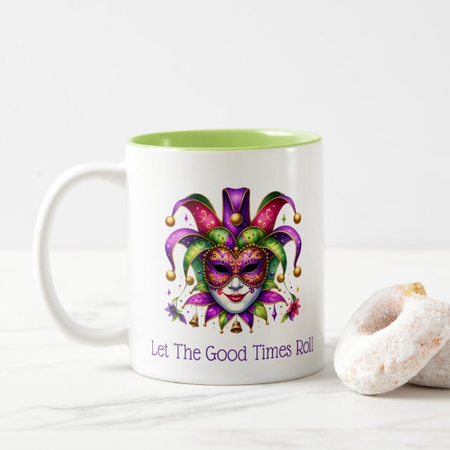 Mardi Gras  Zweifarbige Tasse (Mit Donut)