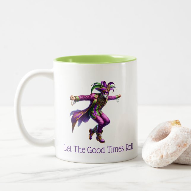 Mardi Gras  Zweifarbige Tasse (Mit Donut)
