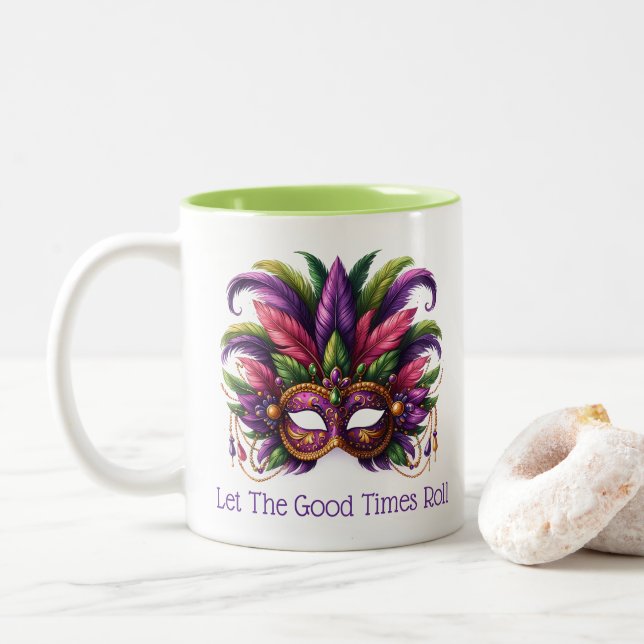 Mardi Gras  Zweifarbige Tasse (Mit Donut)