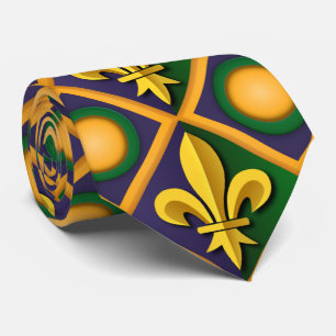 Mardi-Grasmuster mit goldenem Fleur-de-lis Krawatte