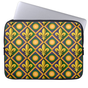 Mardi-Grasmuster mit goldenem Fleur-de-lis Laptopschutzhülle