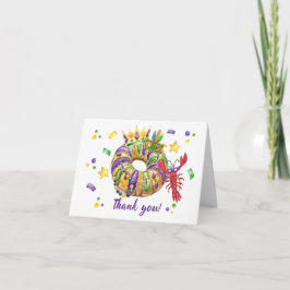 Mardi Grass King Boy Folded Thank You Card Dankeskarte
