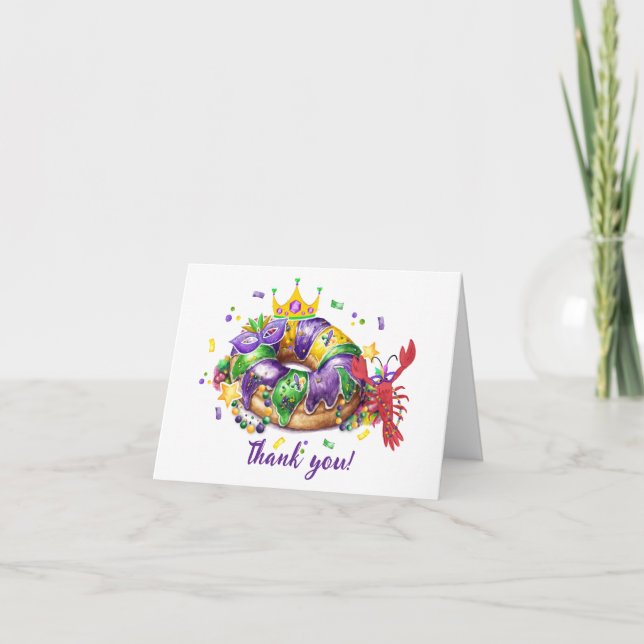 Mardi Grass Queen Girl Folded Thank You Card Dankeskarte (Vorderseite)
