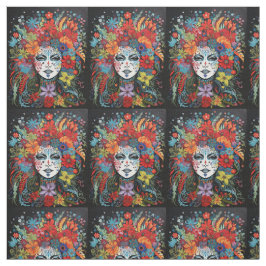 Mardi Grass Woman in Maske mit Hitze farbenfroh Stoff