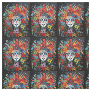 Mardi Grass Woman in Maske mit Hitze farbenfroh Stoff