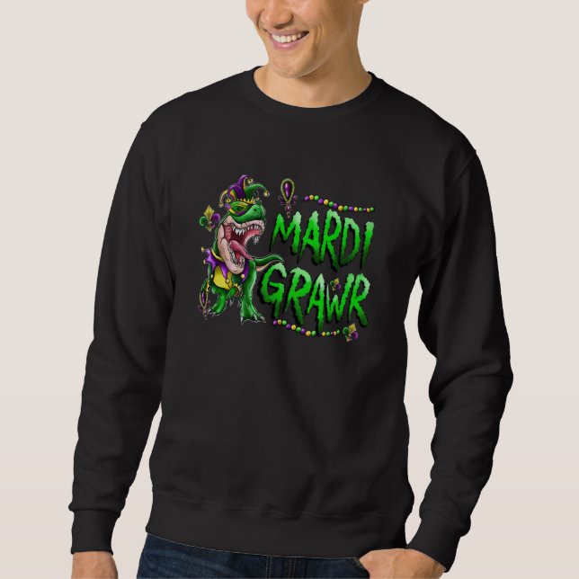 Mardi Grawr Rex Dinosaur Mardi Gras Bead Boys Kids Sweatshirt (Vorderseite)