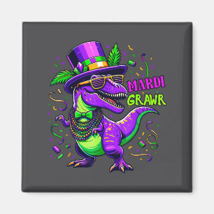 Mardi Grawr T-Rex Dino Mardi Gras Dinosaurier Perl Magnet