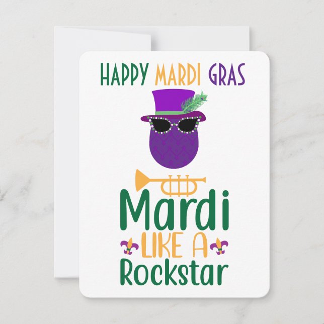 Mardi like a Rockstar Mardi Gras Card Mitteilungskarte (Vorderseite)