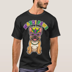 Mardi Paws Bulldog-Maske Perlen-Parade-Kostüm Graf T-Shirt