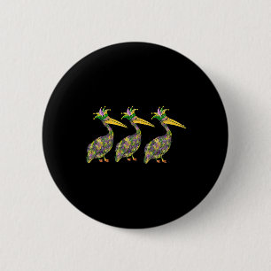 Mardi Pelicans Mardi Gras Beads Louisiana Parade N Button