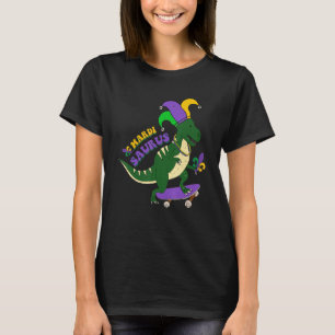 Mardi Saurus Retro Skateboard Rex Mardi Gras Fleur T-Shirt