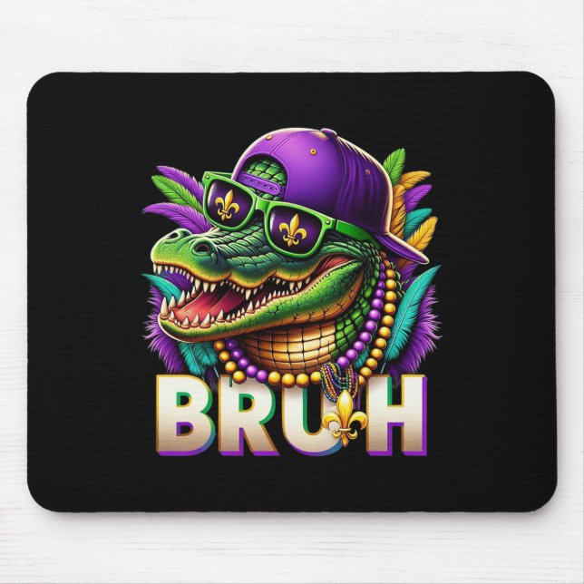 Mardigator Alligator Bruh Mardi Gras Costume Teens Mousepad (Vorne)