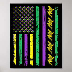 Mardigator Alligator Usa American Flag Alligator M Poster