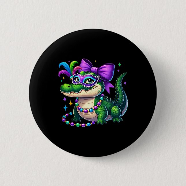 Mardigator Mardi Gras Alligator Kostüme Männer Fra Button (Vorderseite)