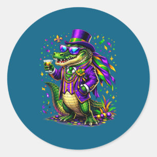 Mardigator Mardi Gras Alligator Lustig Runder Aufkleber