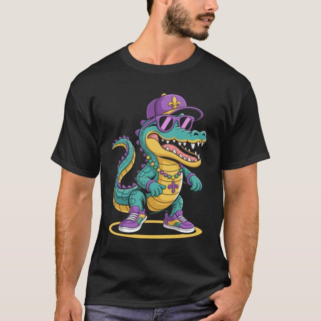 Mardigator Mardi Gras Alligator T-Shirt (Vorderseite)