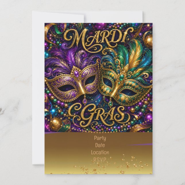 Mardigras Einladung (Vorderseite)