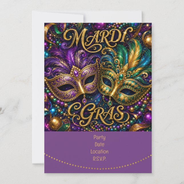 Mardigras Einladung (Vorderseite)