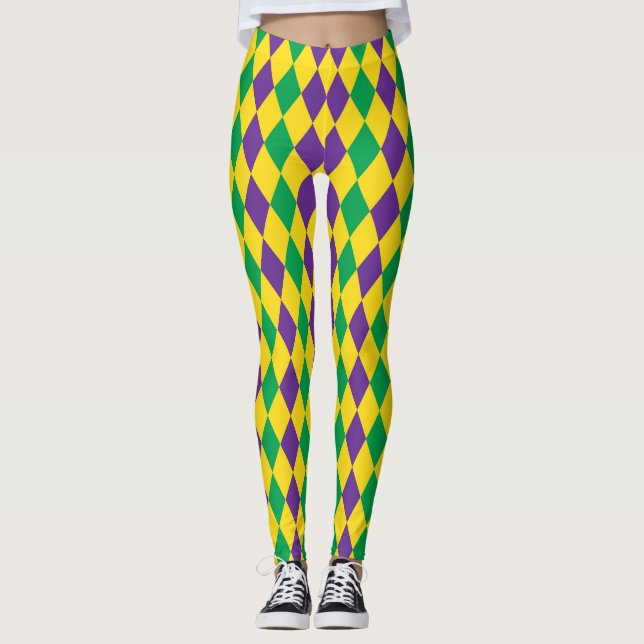 Mardis Gras Harlequin Karneval Leggings (Vorderseite)