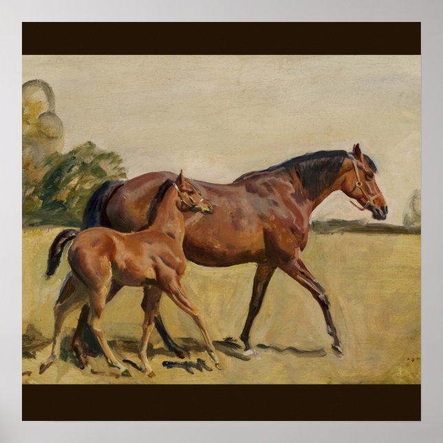 Mare and Foal by Munnings Poster (Vorne)