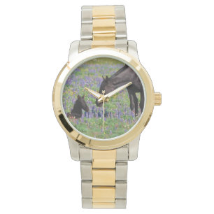 Mare and Foot with Bluebonnets Watch Face Armbanduhr