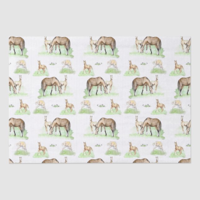 Mare and Horse Foal Pattern Seidenpapier (Vorderseite)