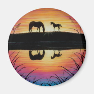 Mare-Fohlen-Sonnenaufgangsmagnet Magnet