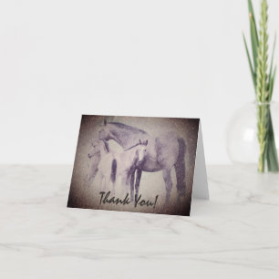 Mare with Twin Foals in Snow Horse Vielen Dank Dankeskarte