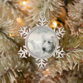 Maremma-Hüterin Schneeflocken Zinn-Ornament