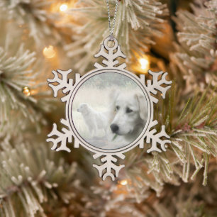 Maremma-Hüterin Schneeflocken Zinn-Ornament