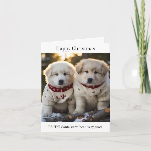 Maremma Sheepdog Welppies Christmas Jumpers Card Karte (Vorderseite)