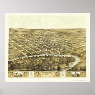 Marengo, IA panoramische Karte - 1868 Poster