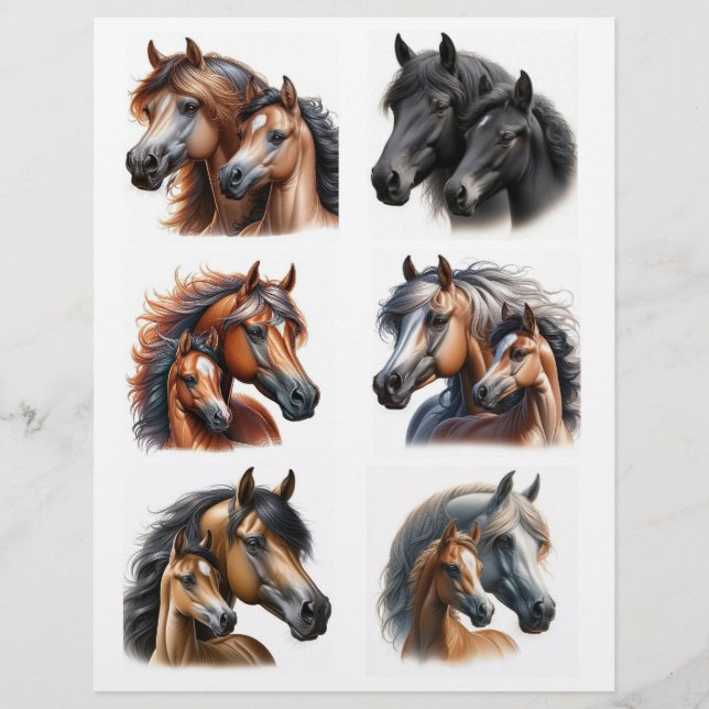 Mares & Foals ・ Watercolor Horse Fussy Cuts (Vorderseite)