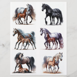 Mares & Foals ・ Watercolor Horse Fussycuts