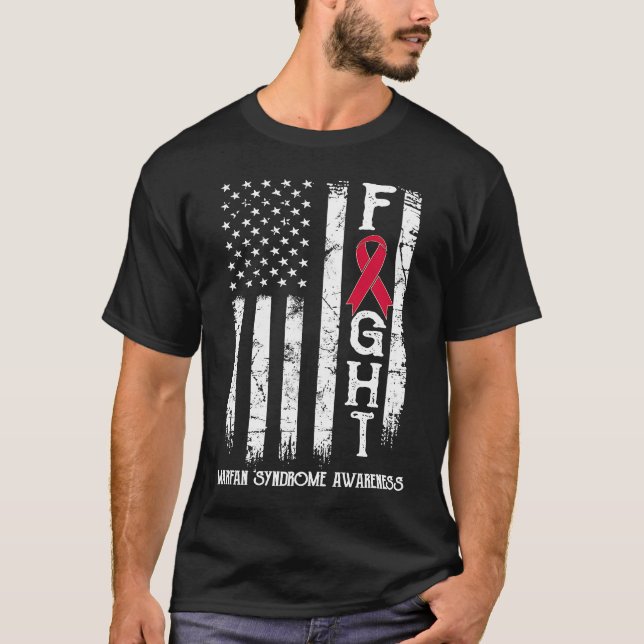 Marfan-Syndrom Warrior US-Flagge T-Shirt (Vorderseite)