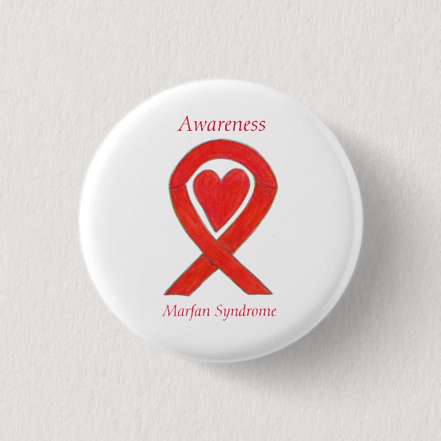 Marfan Syndrome Awareness Heart Ribbon Custom Butt Button (Vorderseite)