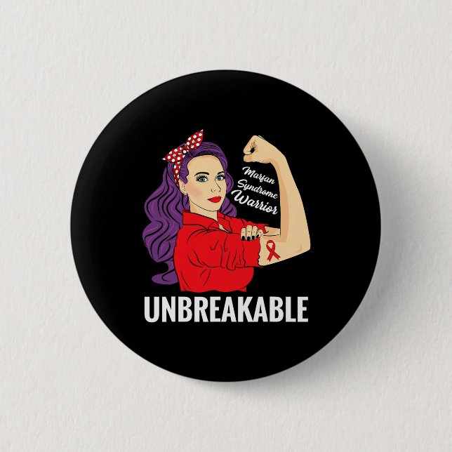 Marfan Syndrome Awareness Red Ribbon Kriegergesche Button (Vorderseite)